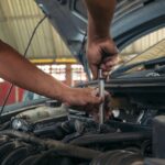 Close,Up,Man,Hands,Fixing,Car,Machinery,Vehicle,Mechanical,Service.